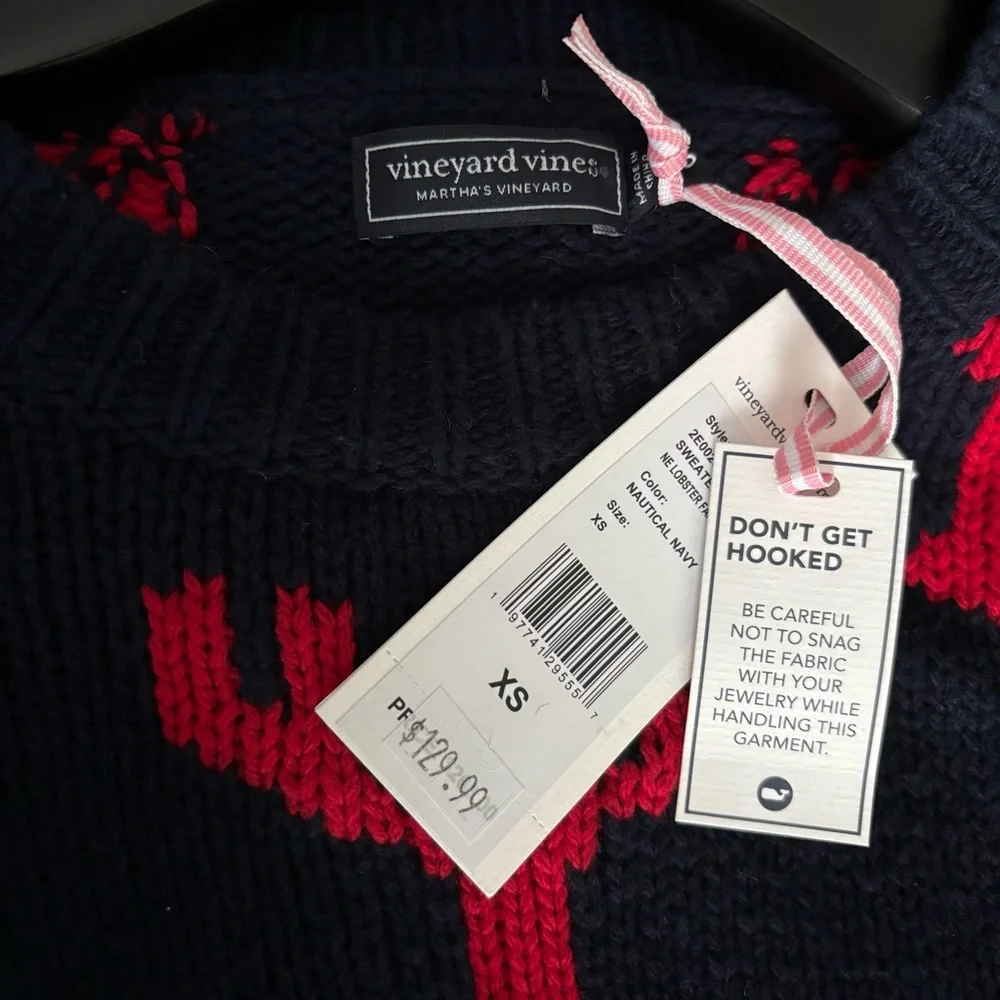 NWT Vineyard Vines Lobster Fair Isle Crewneck Sweater XS - Picture 3 of 3